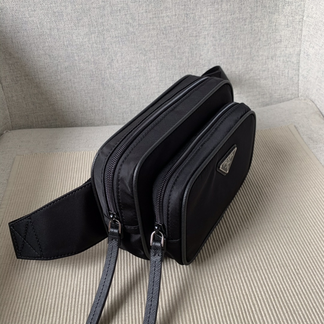 Classic Hot Selling Prada 1BL010 Men Womens Nylon Crossbody Belt Bag Black