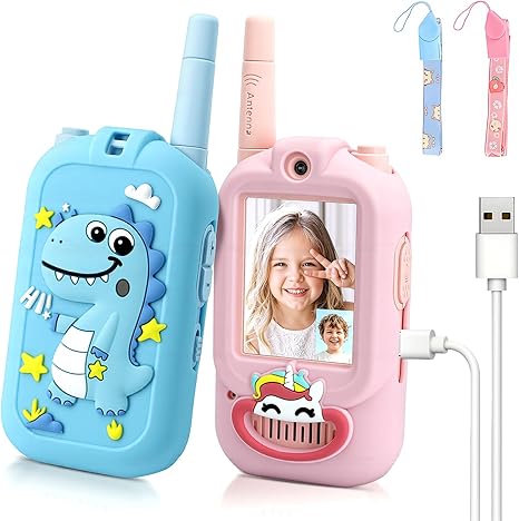 Children's Video Walkie-Talkies, 2-Pack Rechargeable Handheld Video Walkie-Talkies
