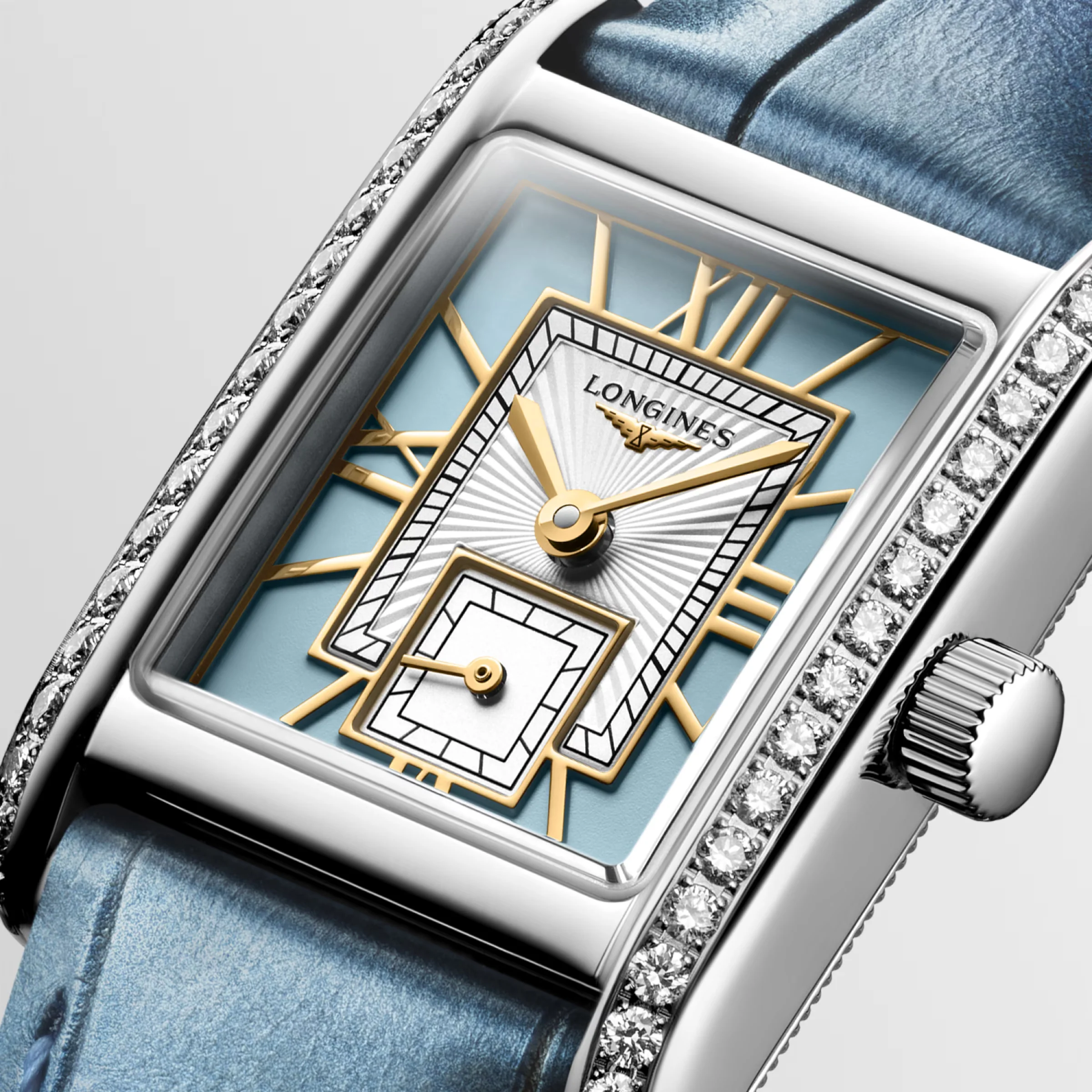 Mini DolceVita Quartz Blue Diamond Watch 21.5x29MM L5.200.0.95.2
