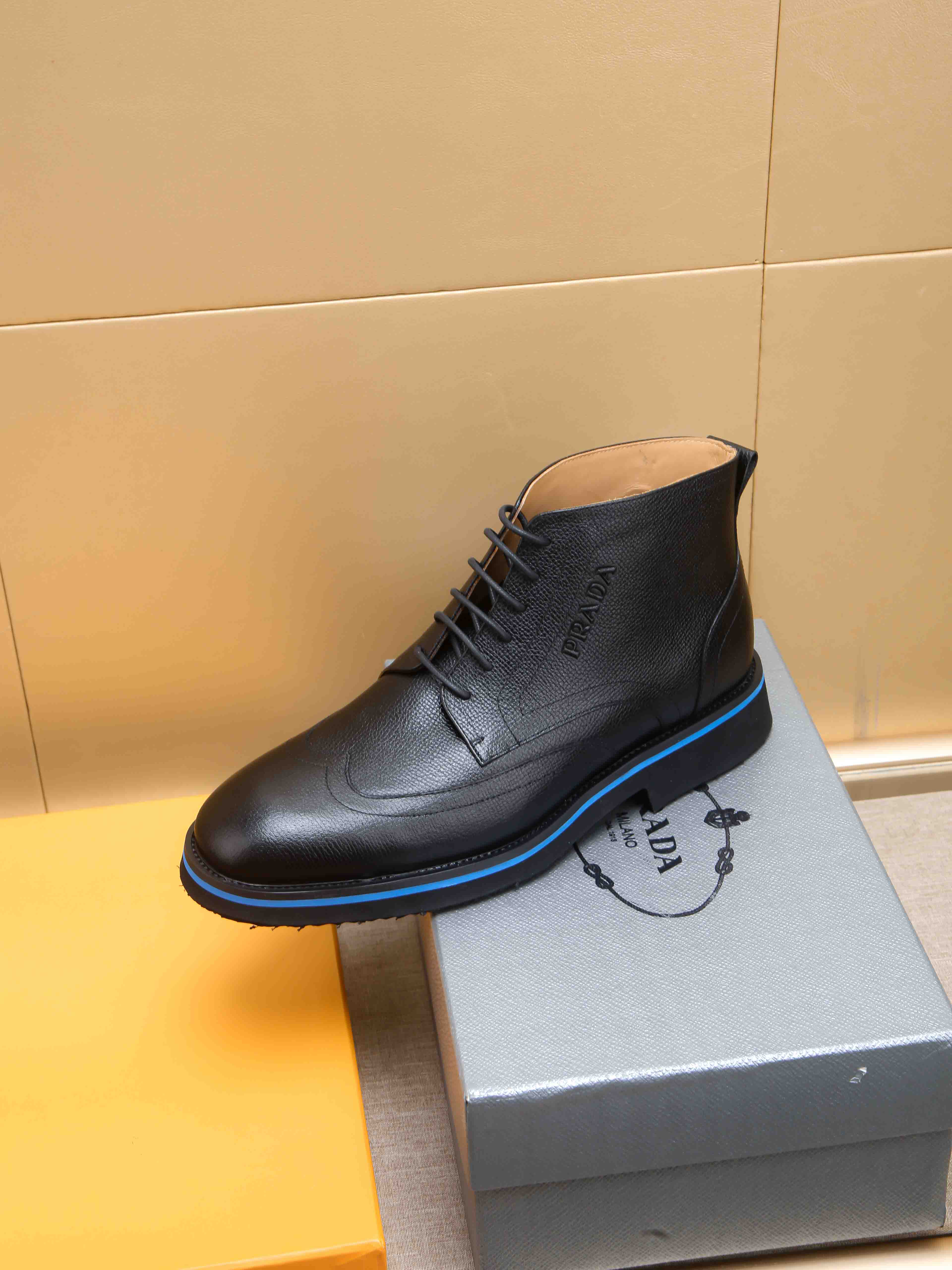 Prada men's leather shoes-83