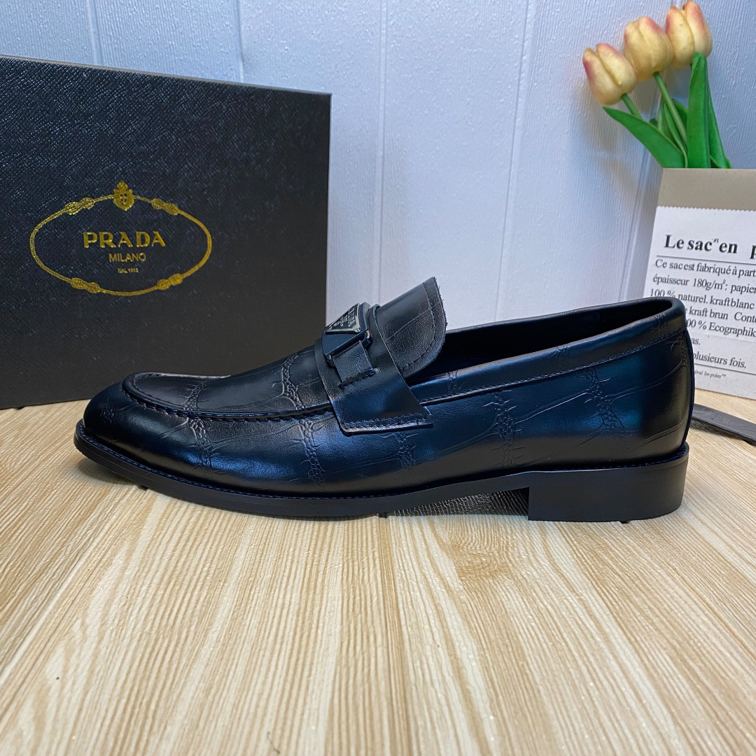 Prada men's leather shoes-6