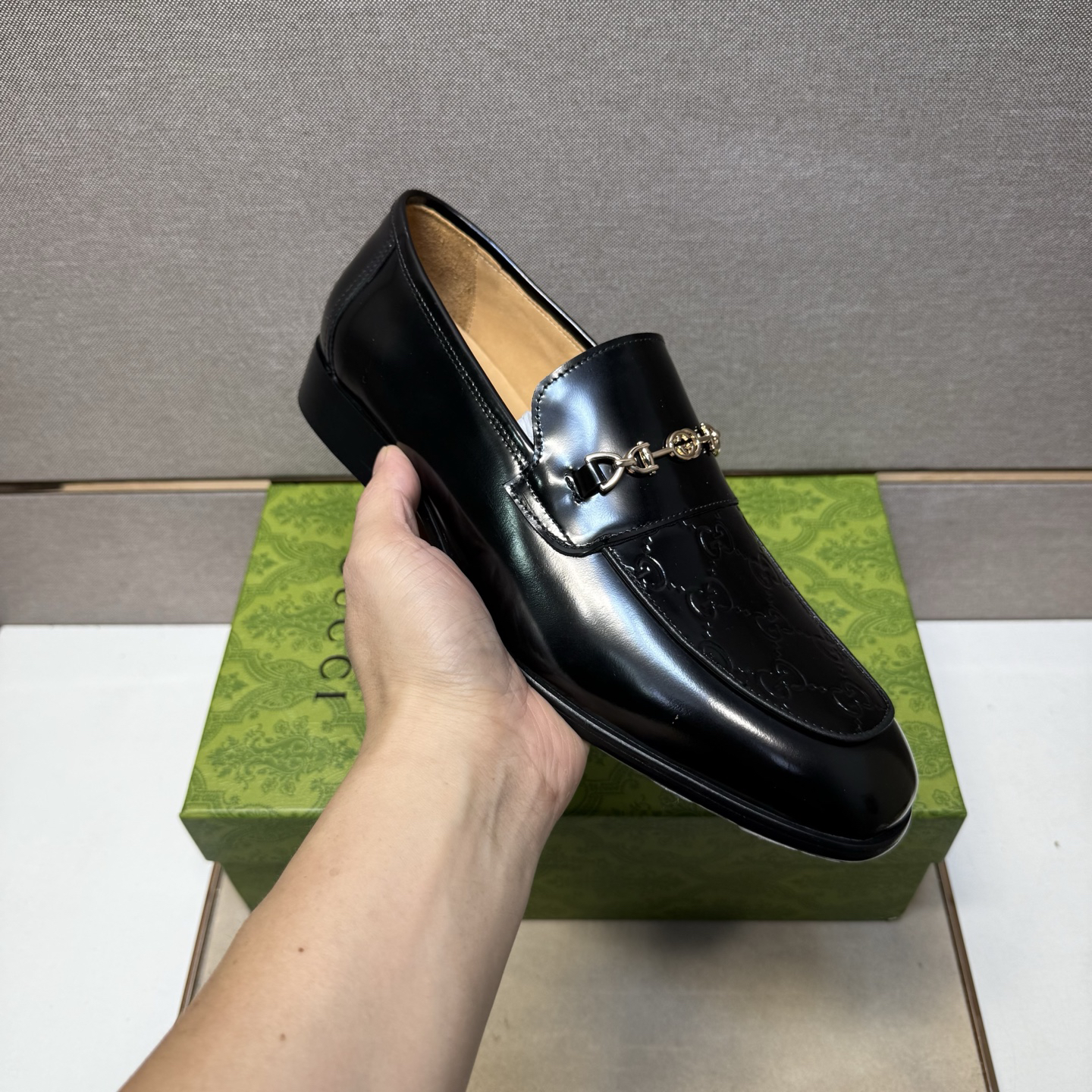 Gucci men's leather shoes-14