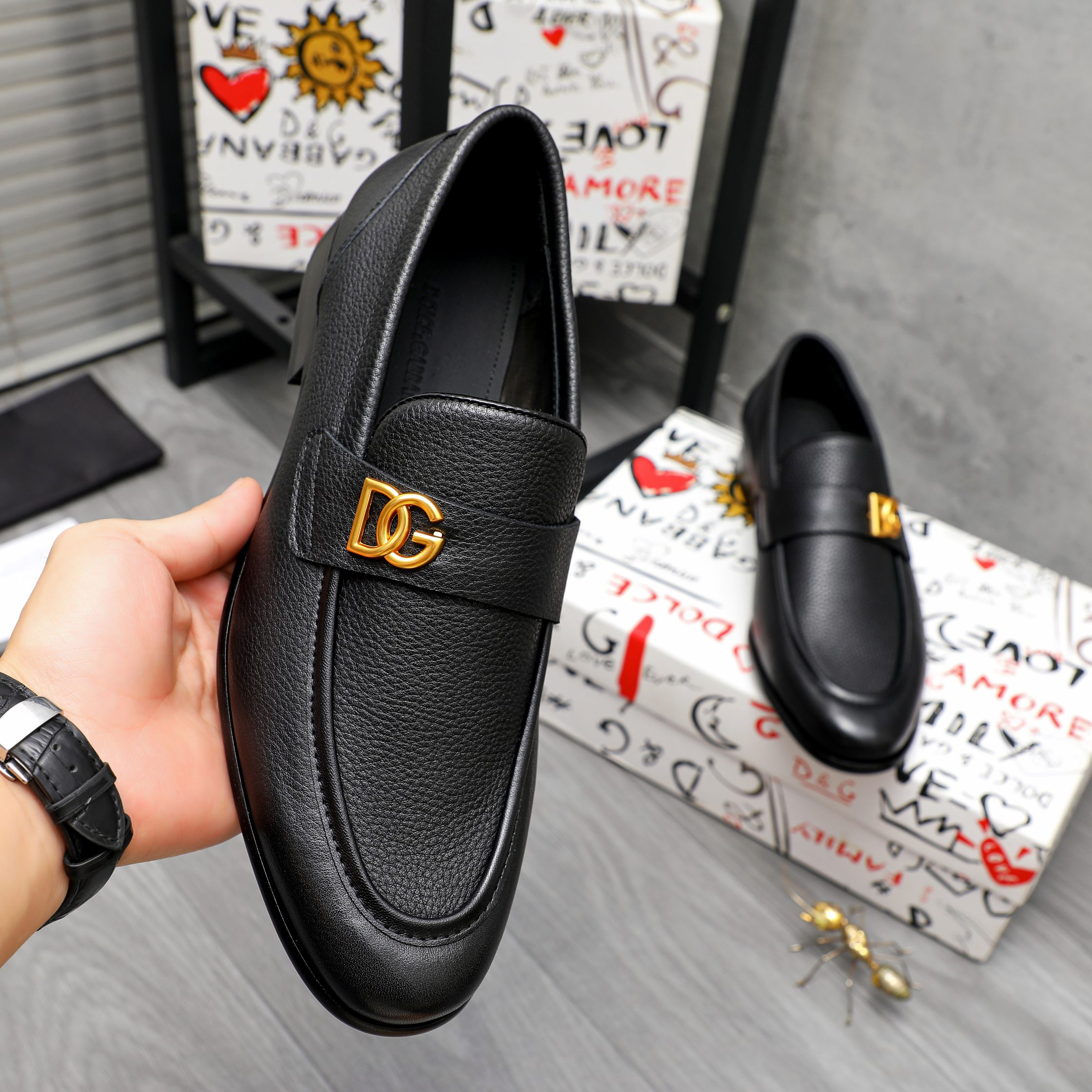 D&G men's leather shoes-61