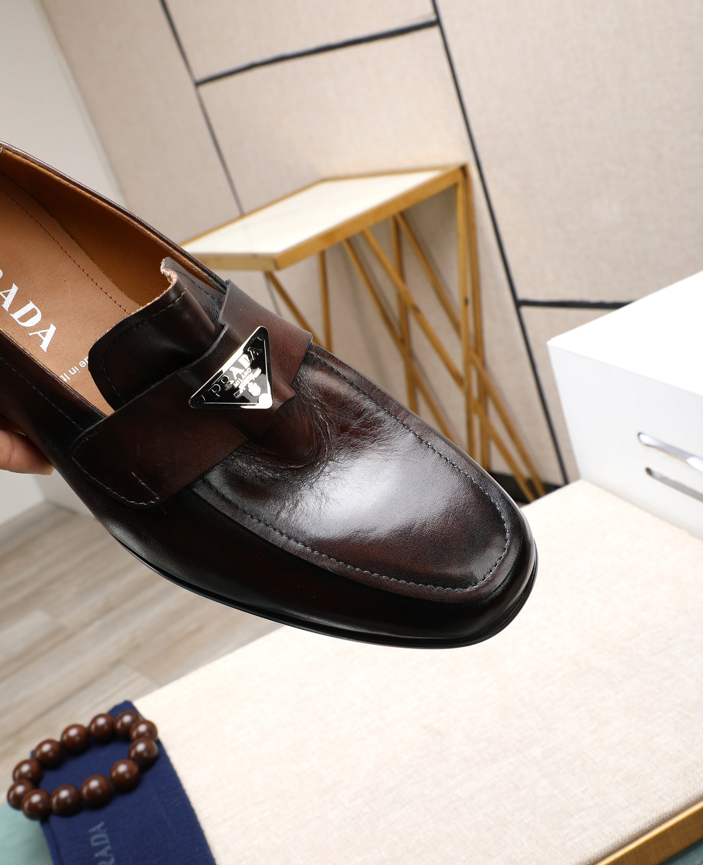 Prada men's leather shoes-57