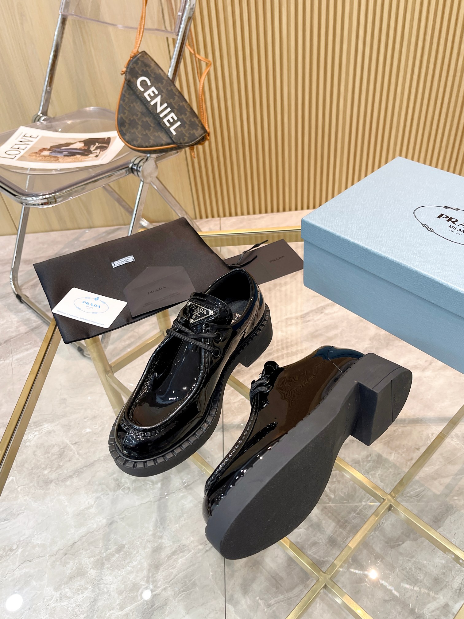 Prada women's leather shoes-30