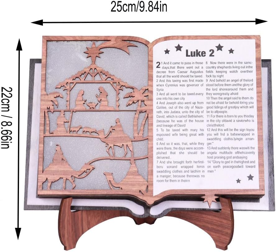 Lighted Wooden Christmas Scene Bookcase Display Stand and Cross Display Stand