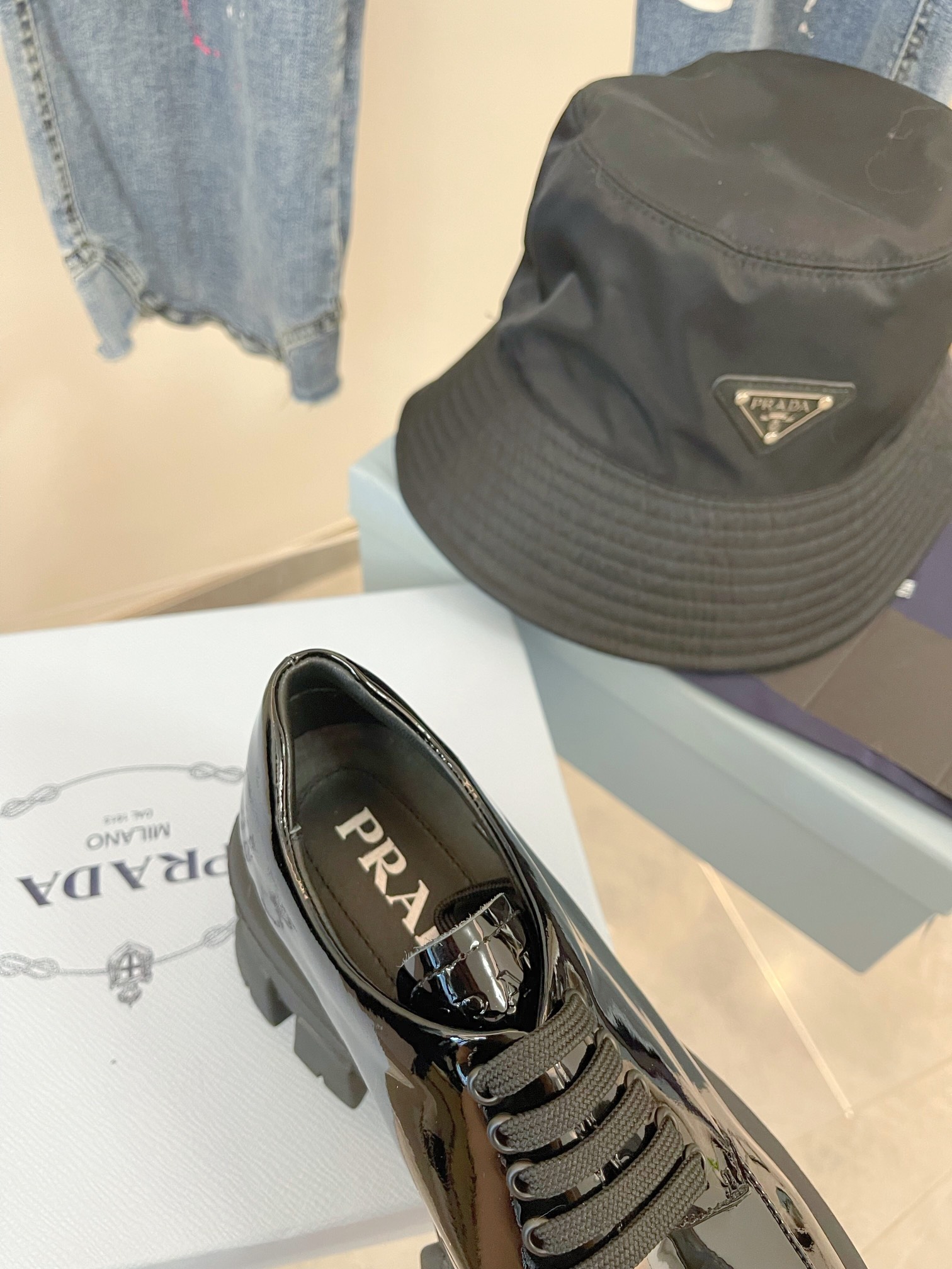 Prada women's leather shoes-12