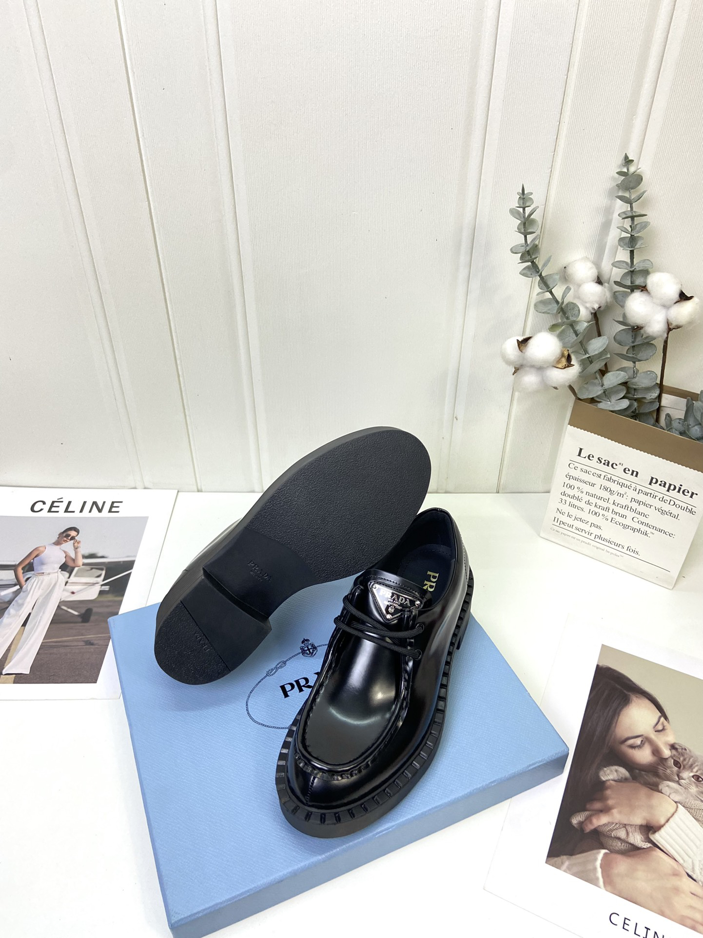 Prada women's leather shoes-6
