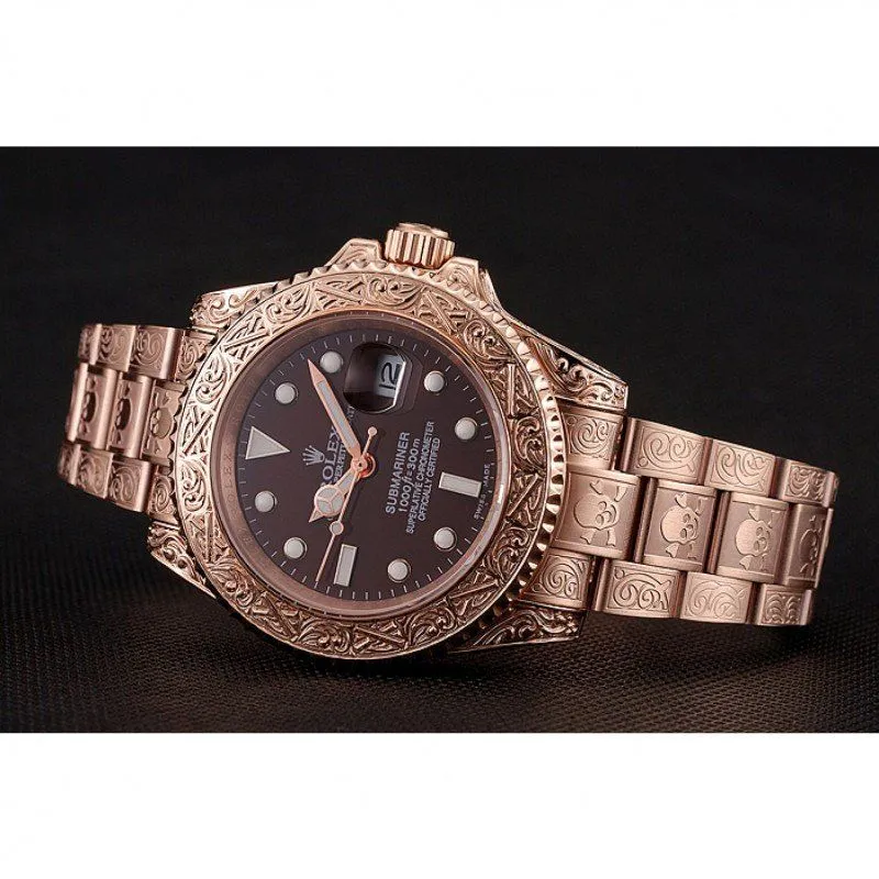 Swiss Submariner Skull Limited Edition Brown Dial Rose Gold Case And Bracelet 1454087