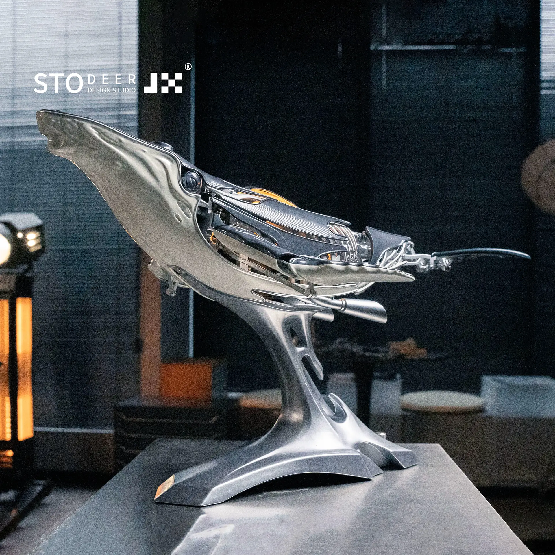 Stodeer Mechanical Metal Humpback Whale Model– Premium Steampunk 3D Metal Art model