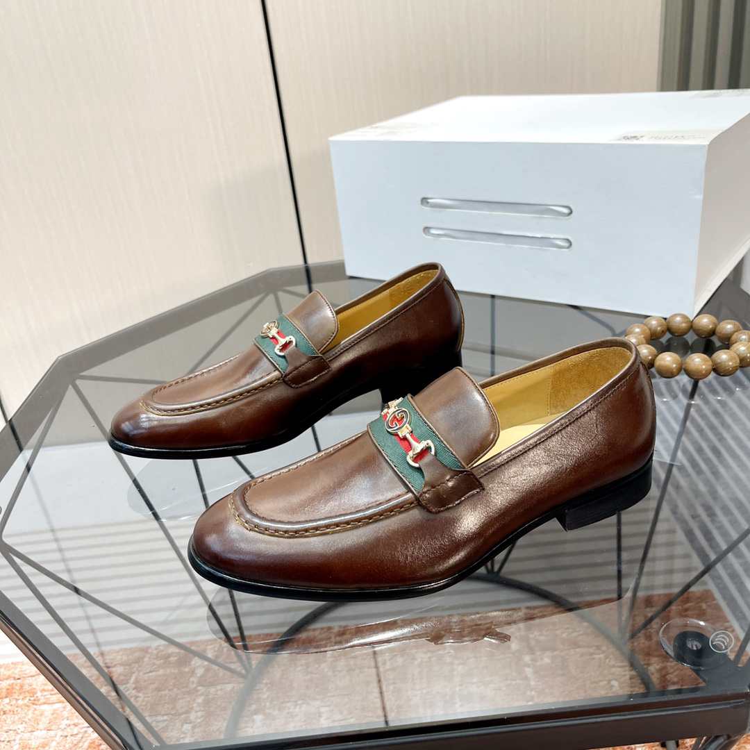 Gucci men's leather shoes-128