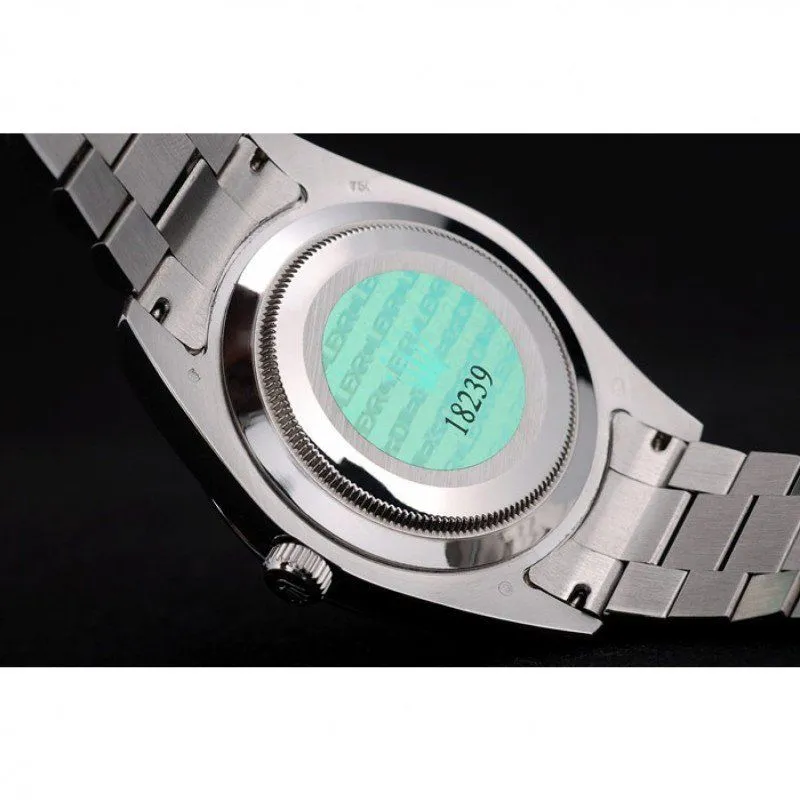 Swiss DayDate Stainless Steel Ribbed Bezel Silver Dial 41995