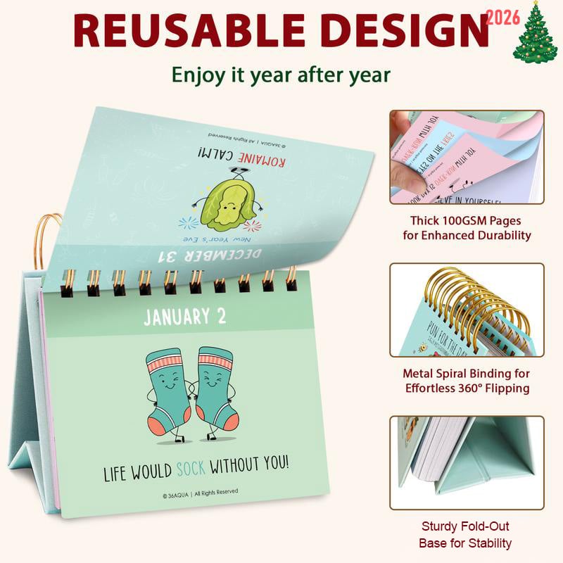 🔥Last Day 50% OFF✨2026 Punny Motivational Desk Calendar📅