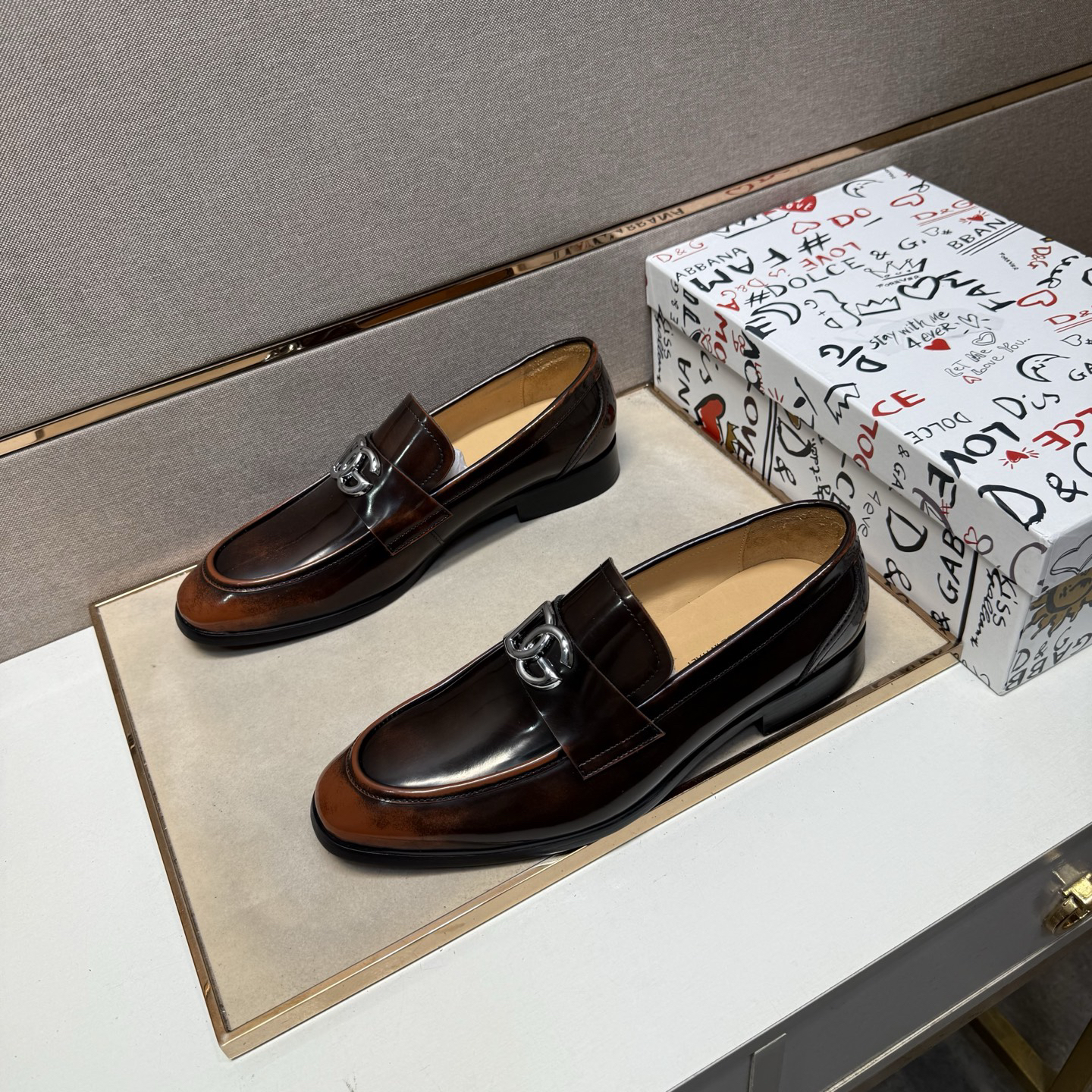 D&G men's leather shoes-103