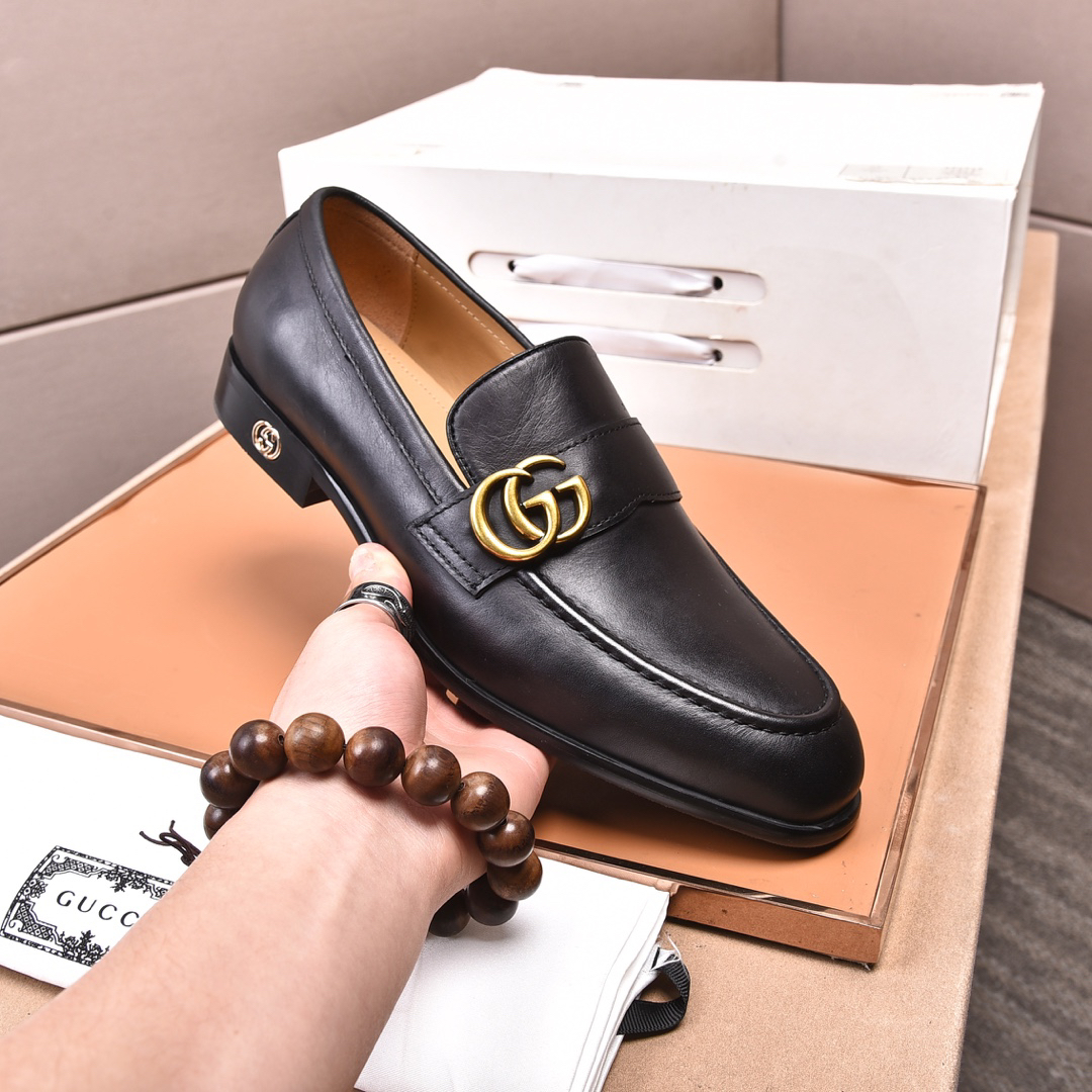 Gucci men's leather shoes-12