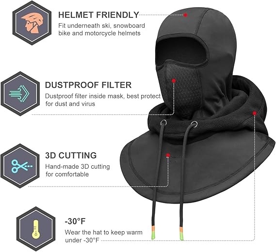 3 in 1 Winter Thermal Balaclava Hood Face Mask