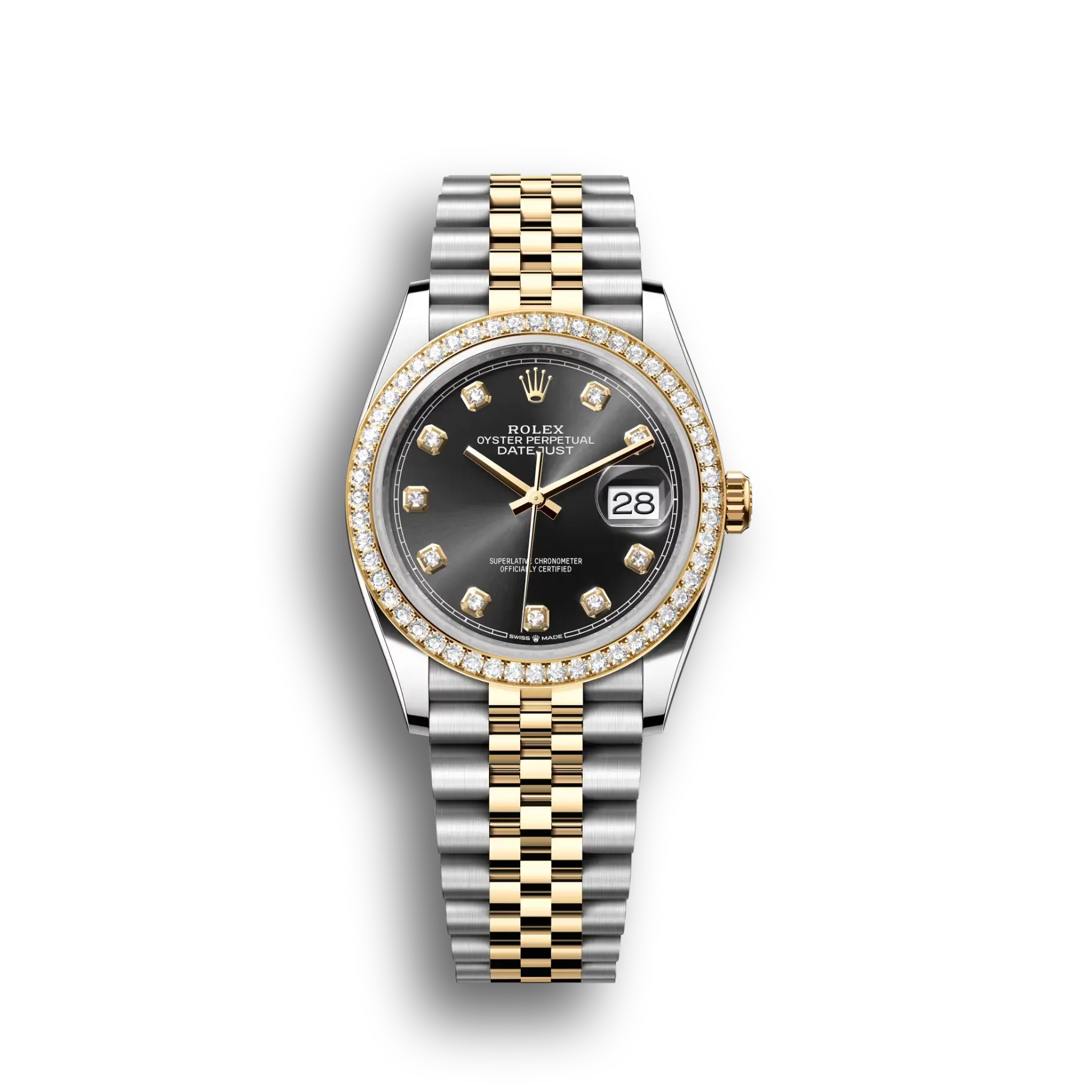 Datejust: Oystersteel and yellow gold, champagne colour, diamond-set, m126283rbr-0003