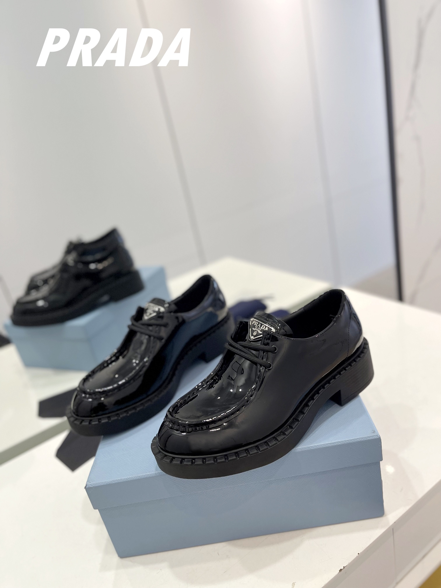 Prada men's leather shoes-3
