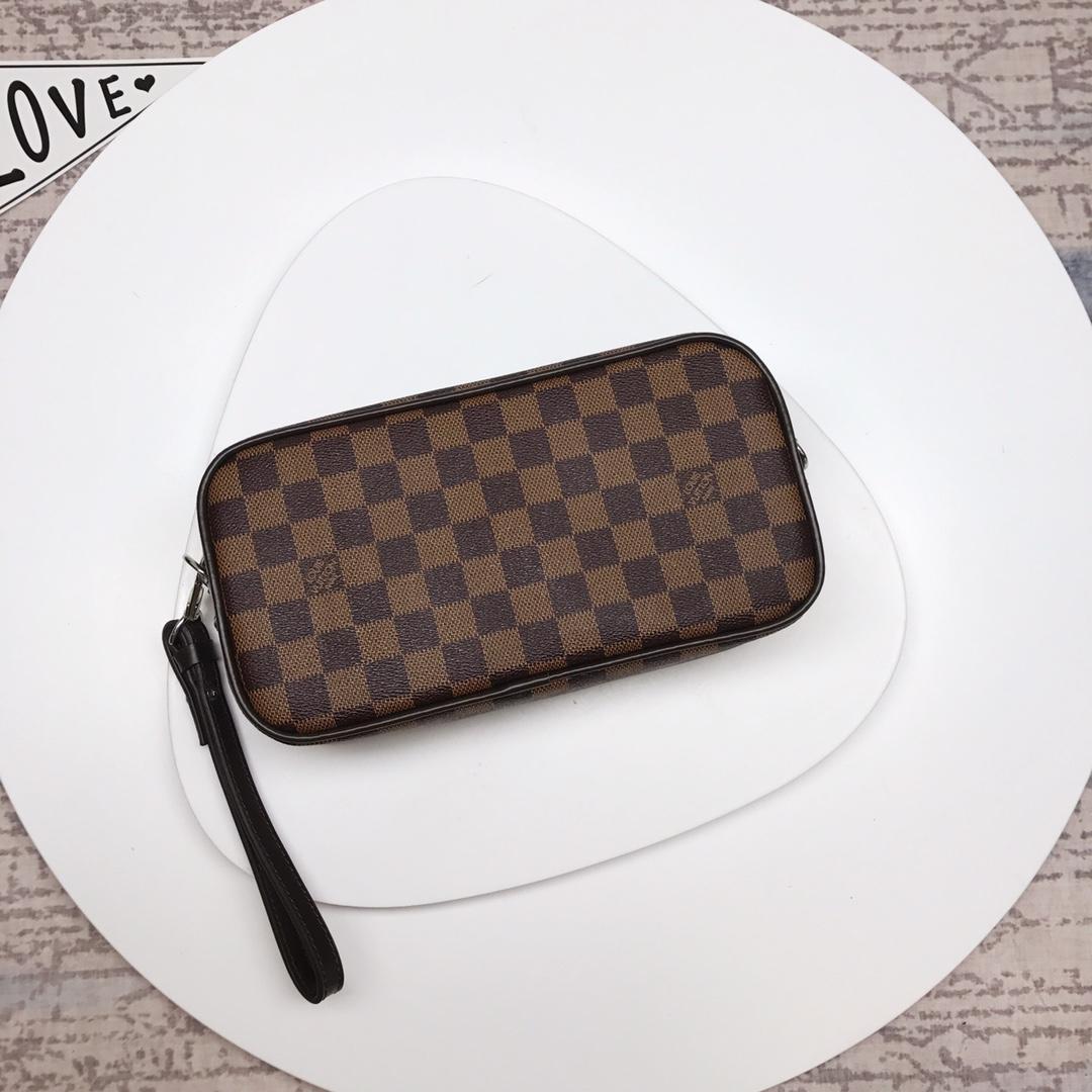 Louis Vuitton M47543 Men Clutch Bag Damier Ebene Canvas