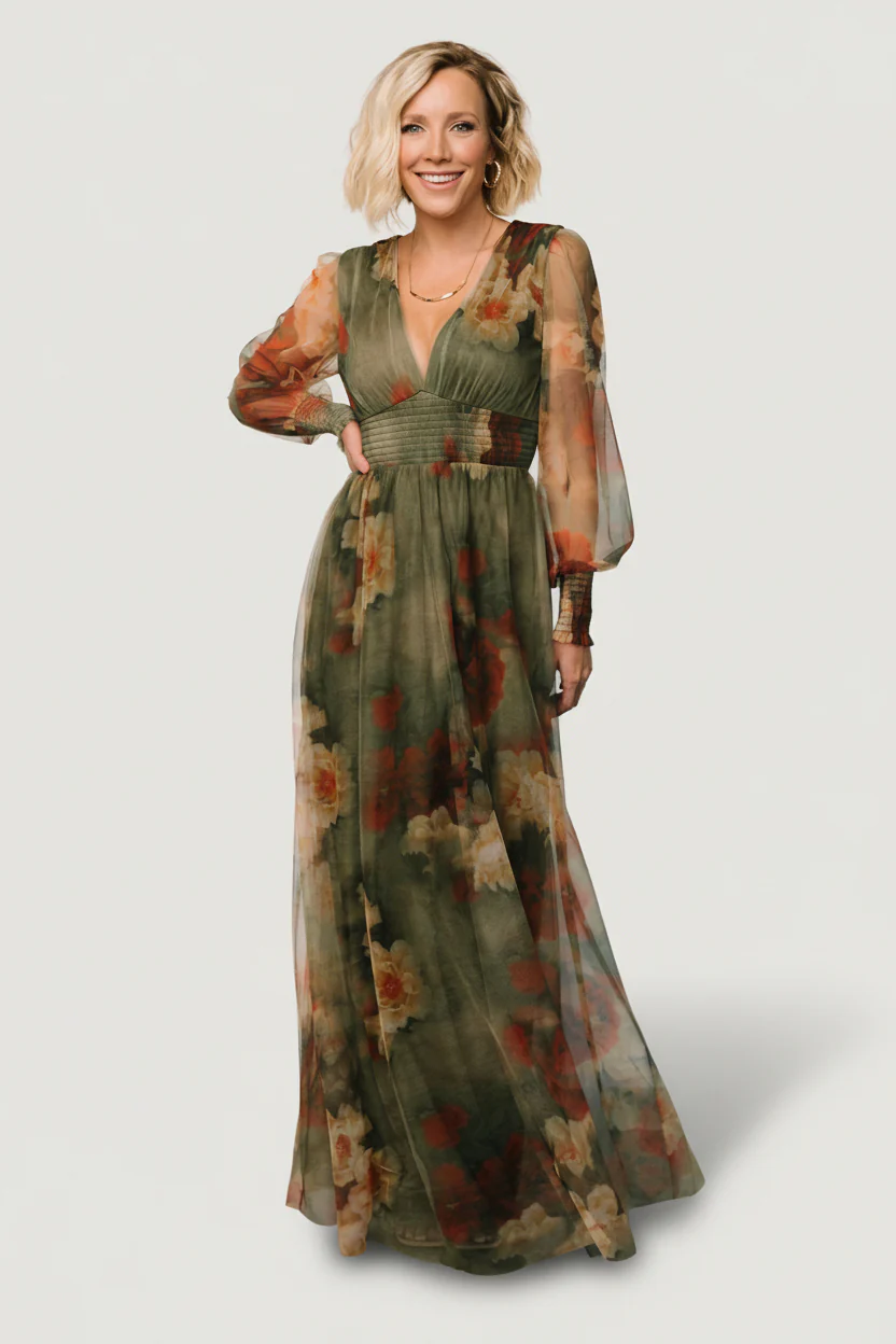 Layla Tulle Maxi Dress | Olive + Rust