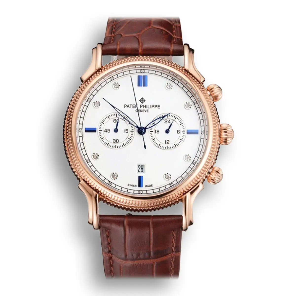Chronograph White Dial White 40 mm, Rose Gold Plated
