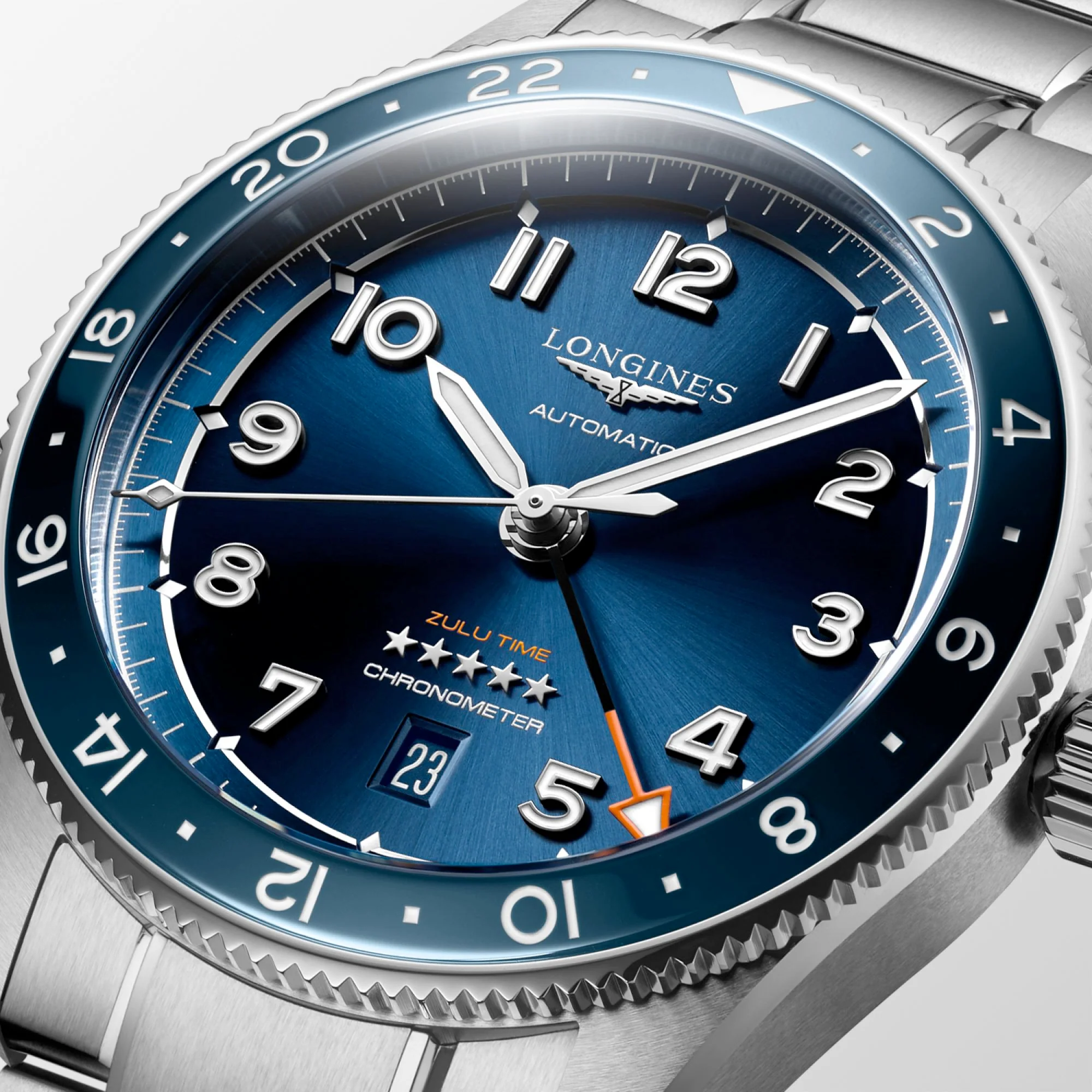 Spirit 42MM Zulu Time GMT Blue Steel Watch L38124936
