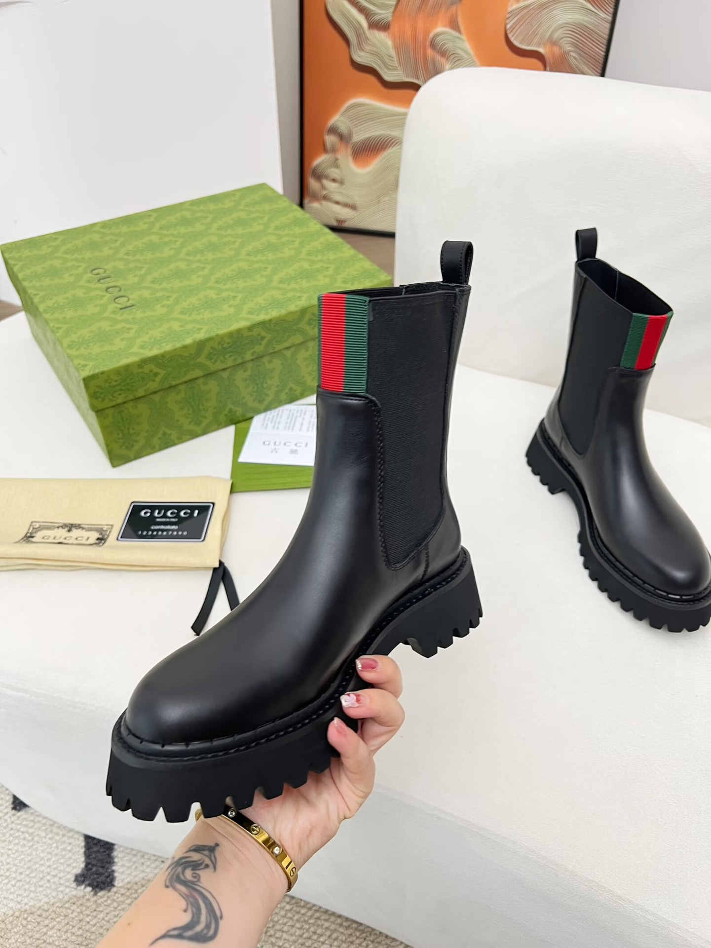 Gucci women's leather shoes-7