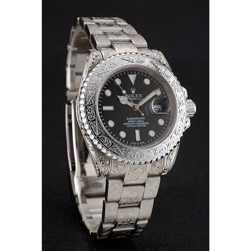 Swiss Submariner Skull Limited Edition Black Dial White Case And Bracelet 1454093
