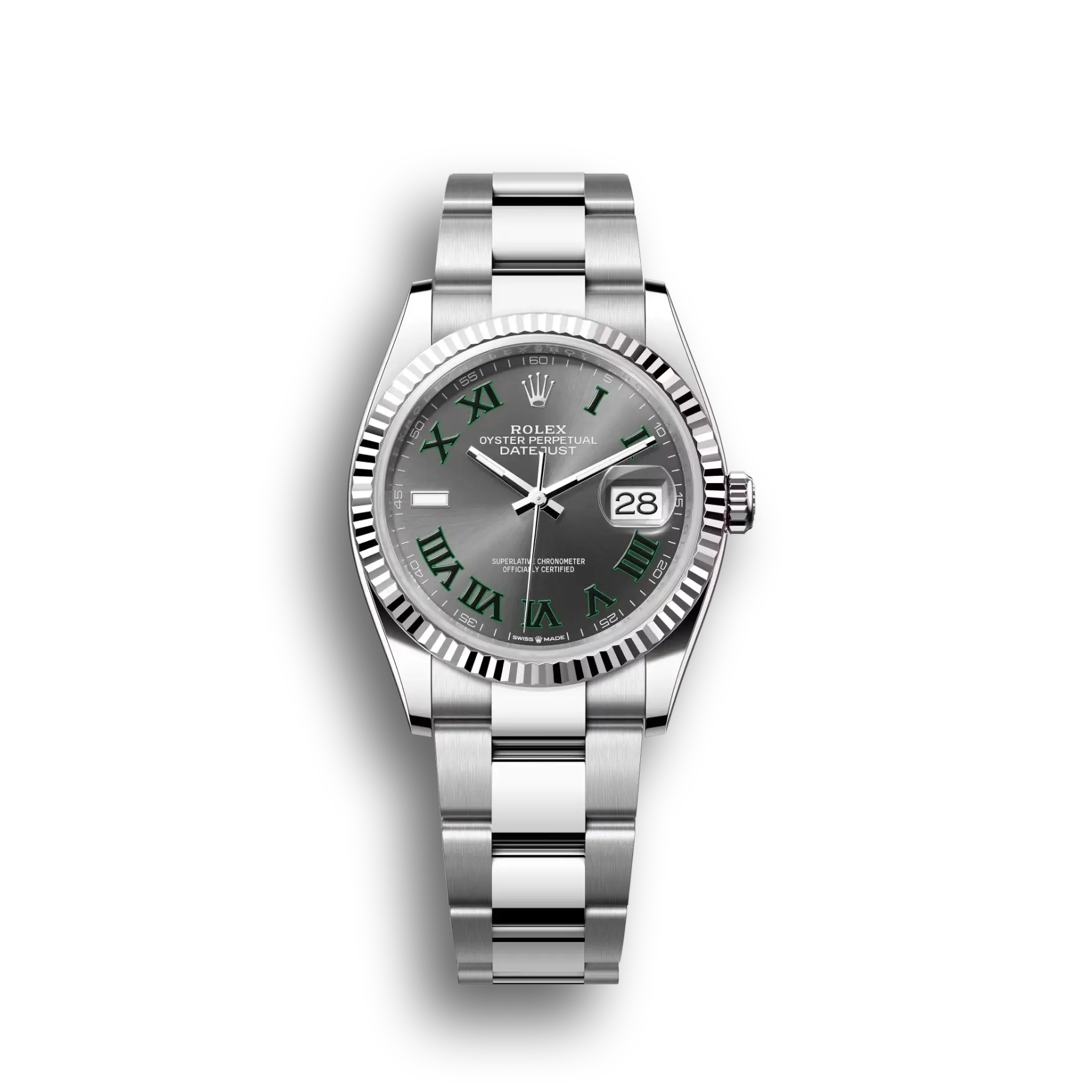 Datejust: Oystersteel and white gold, aubergine, diamond-set, m278289rbr-0019