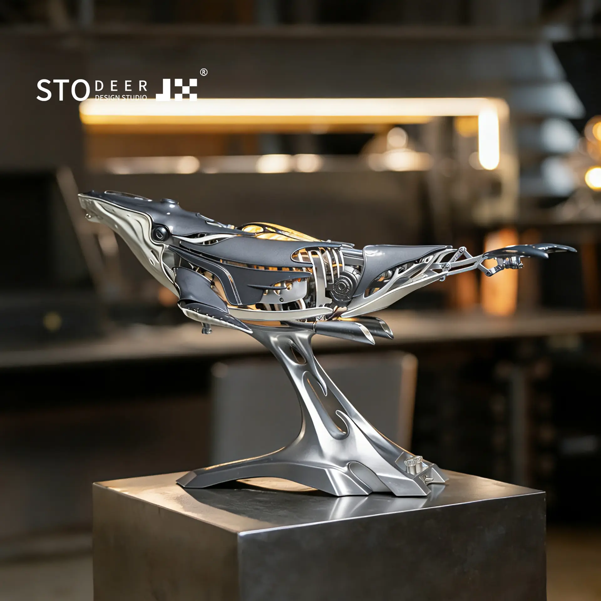 Stodeer Mechanical Metal Humpback Whale Model– Premium Steampunk 3D Metal Art model