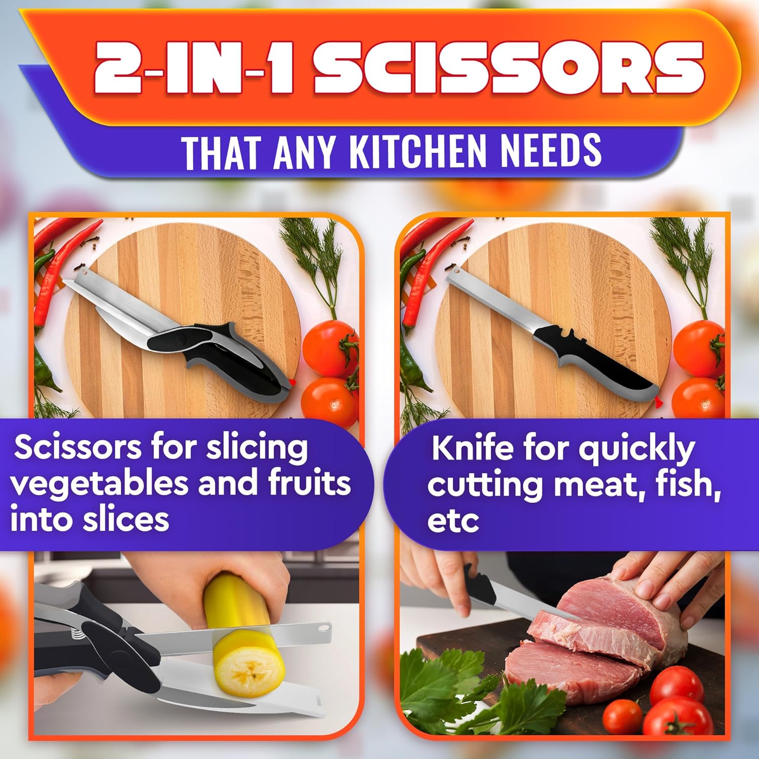 🥗Kitchen Scissor Smart Cutting Board🍅3-in-1 Shears &Peelers Set ✂