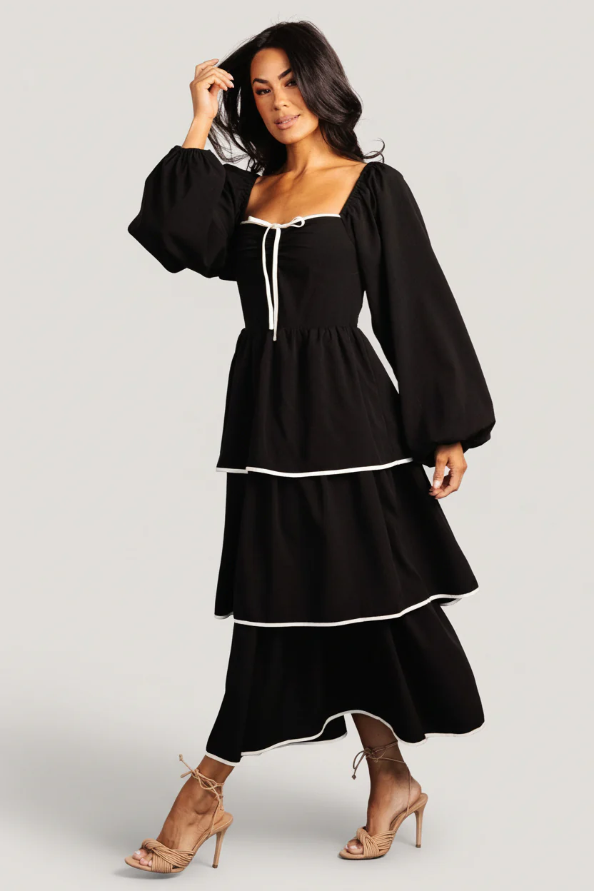 Barcelona Tiered Dress | Black