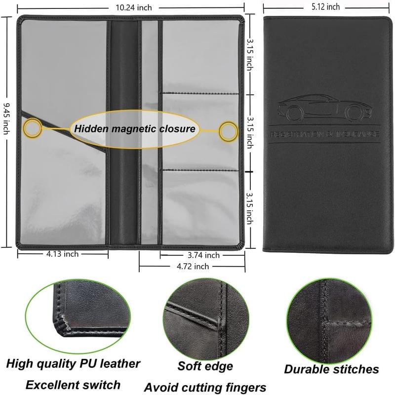 ✨Car Registration & Insurance Card Holder-With Magnetic Shut for Cards, Essential Document, Driver License