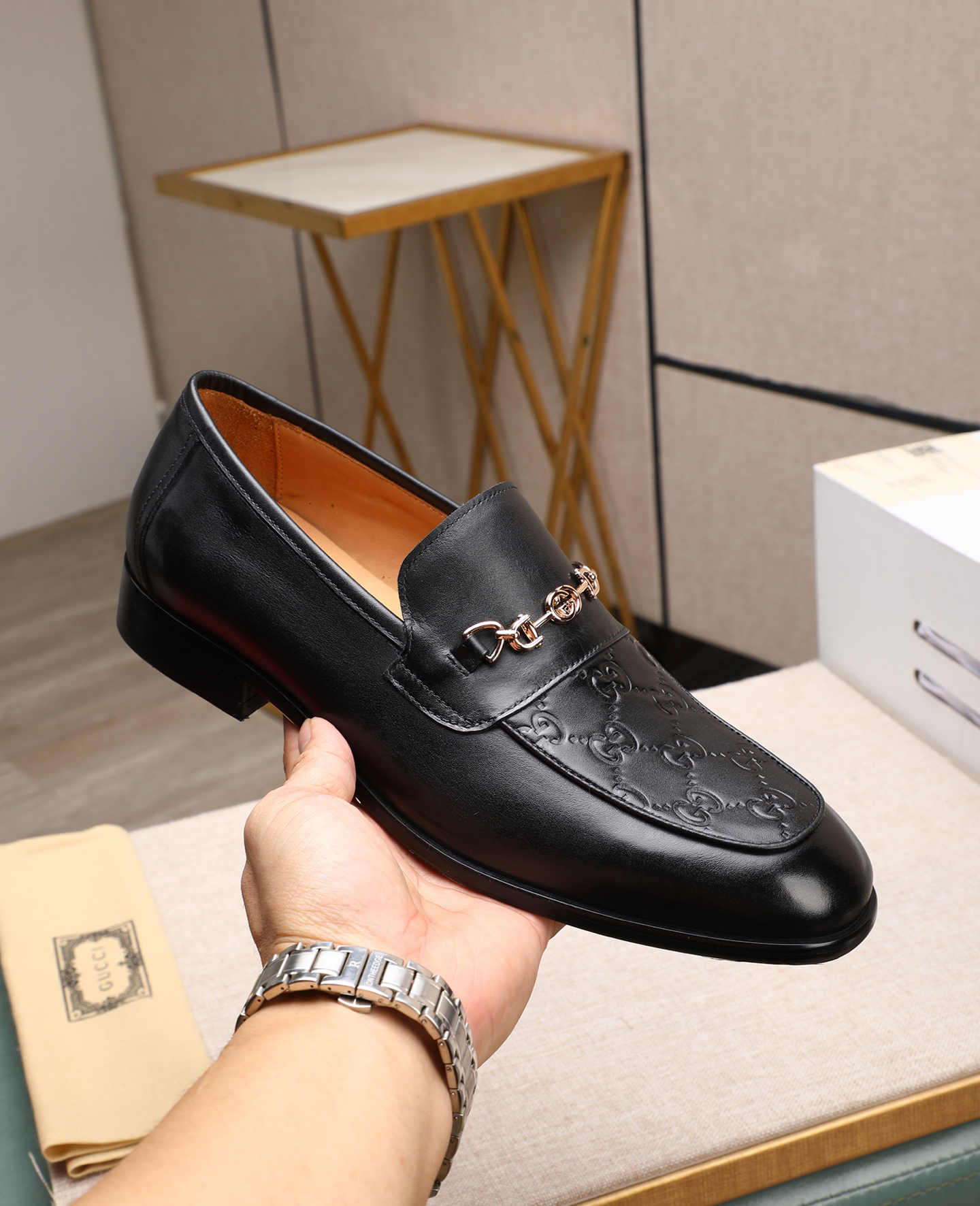 Gucci men's leather shoes-18