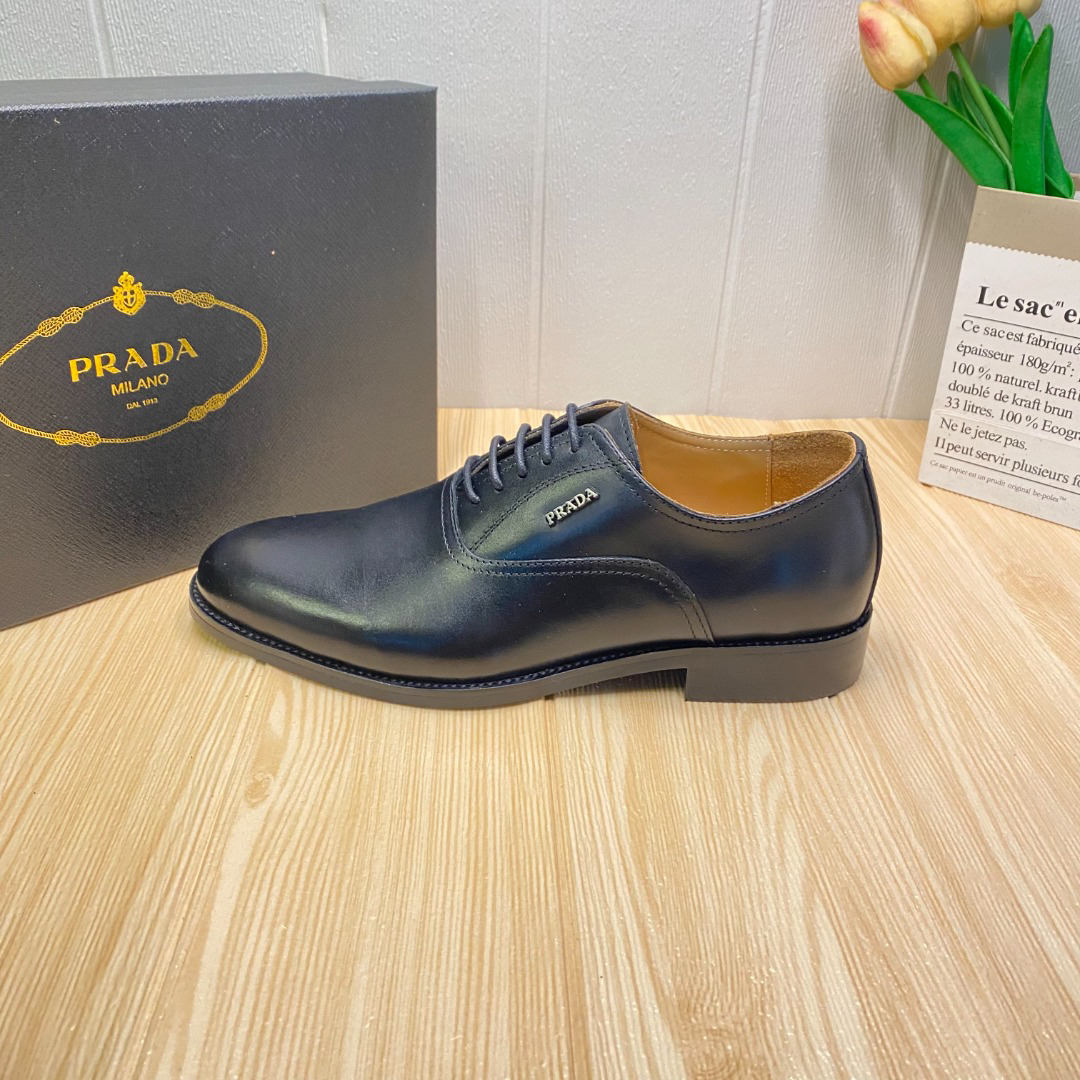 Prada men's leather shoes-4