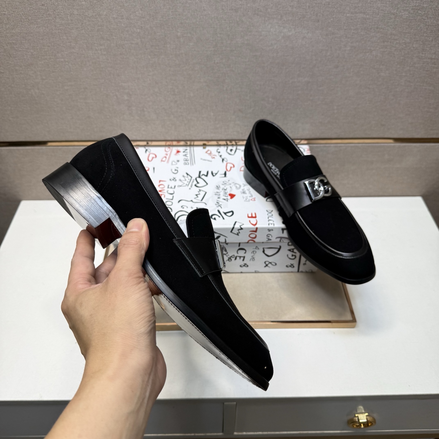 D&G men's leather shoes-112