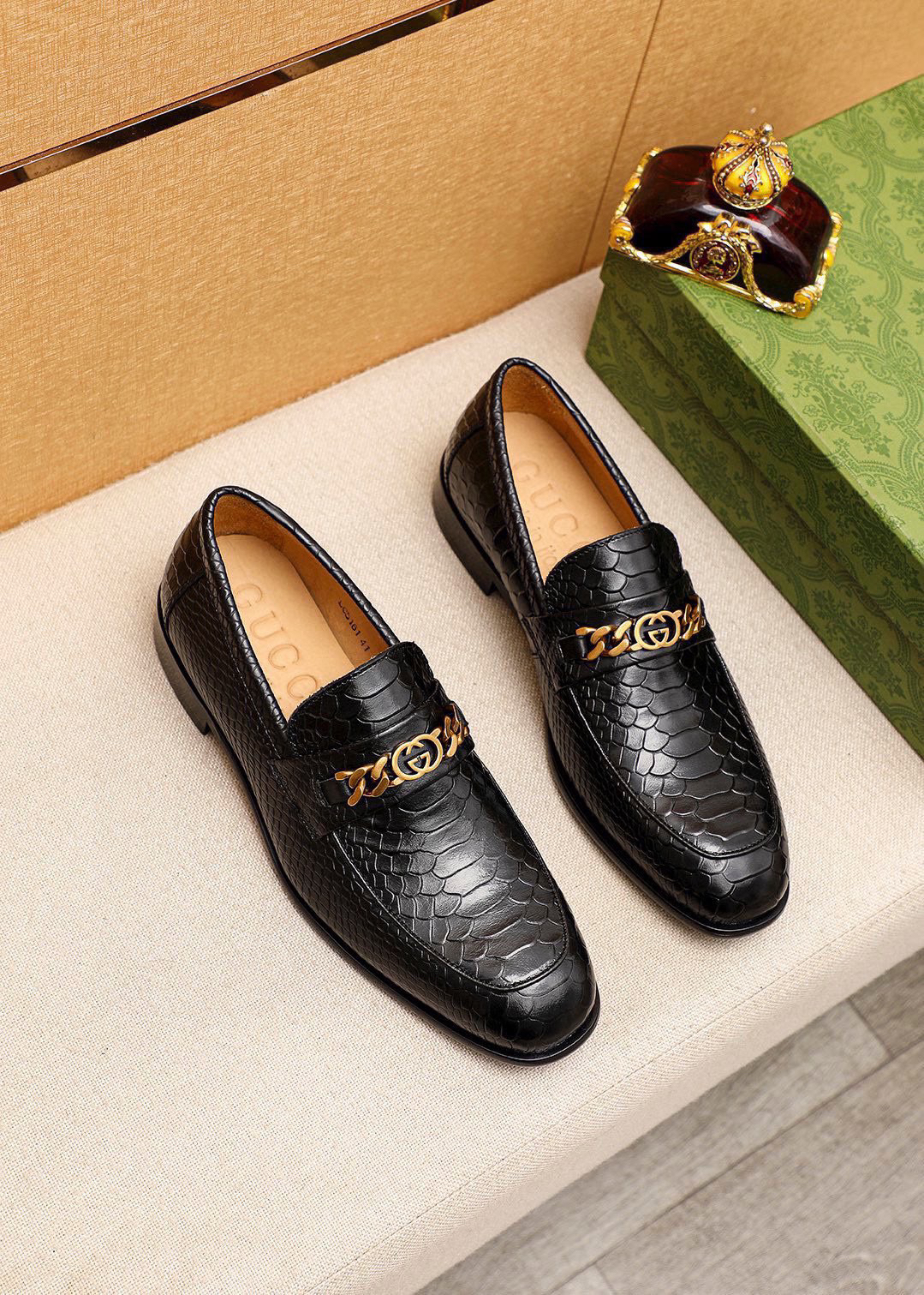 Gucci men's leather shoes-76