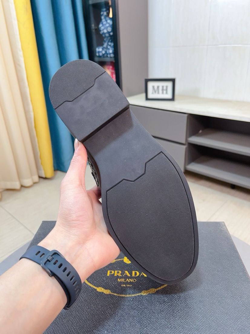 Prada men's leather shoes-7