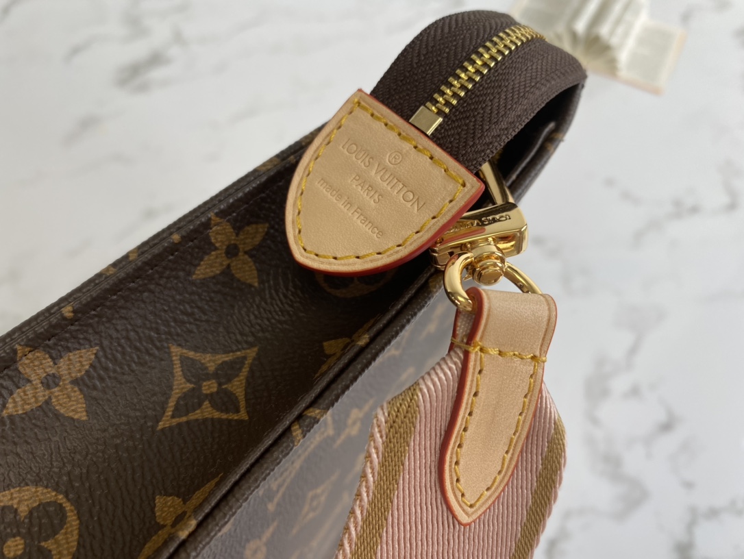 Louis Vuitton Pochette Voyage MM Monogram Macassar Coated Canvas Pink