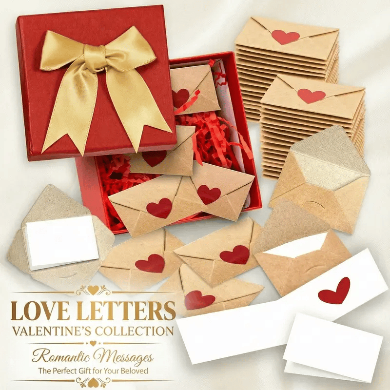 DIY Love Notes Box - Mini Blank Cards & Envelopes for Him Her - Cute Valentine’s Day Anniversary Gift for Boyfriend Valentine's Day