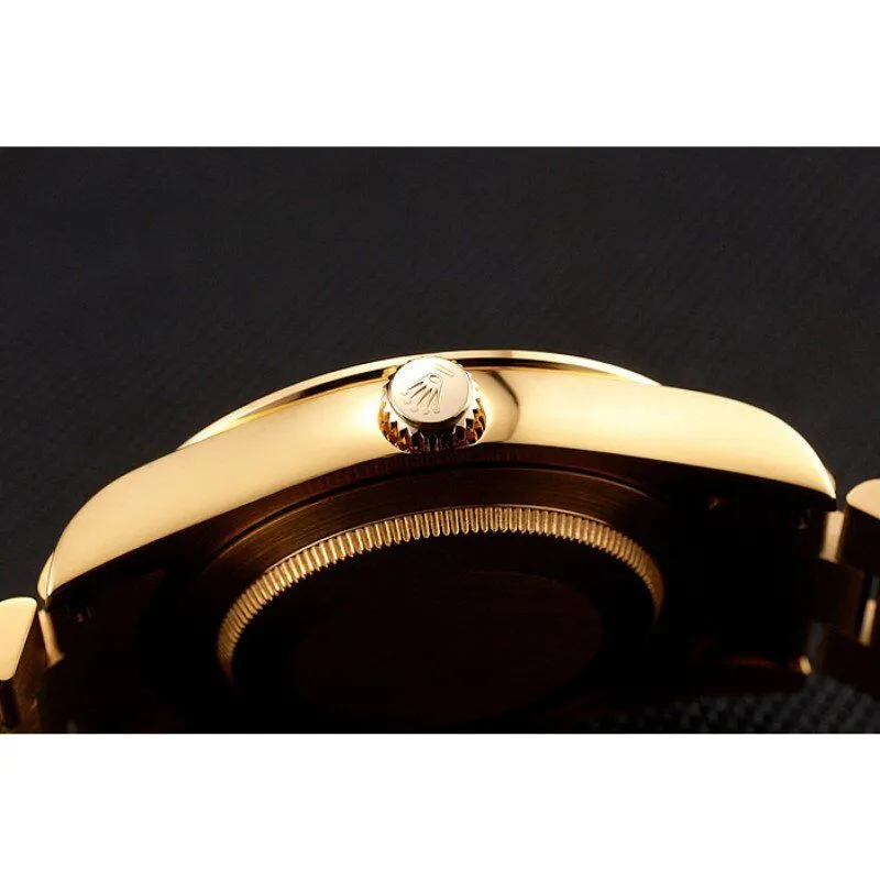 Swiss Day-Date Diamonds And Rubies Black Dial Yellow Gold Bracelet 1454101