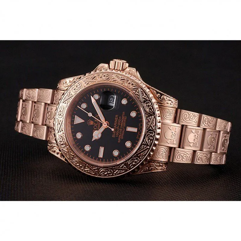 Swiss Submariner Skull Limited Edition Black Dial Rose Gold Case And Bracelet 1454086