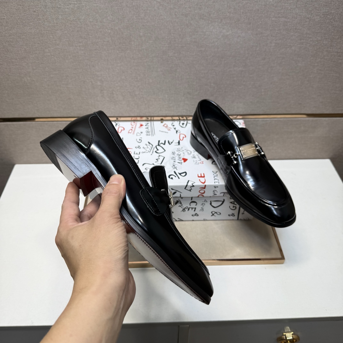 D&G men's leather shoes-37