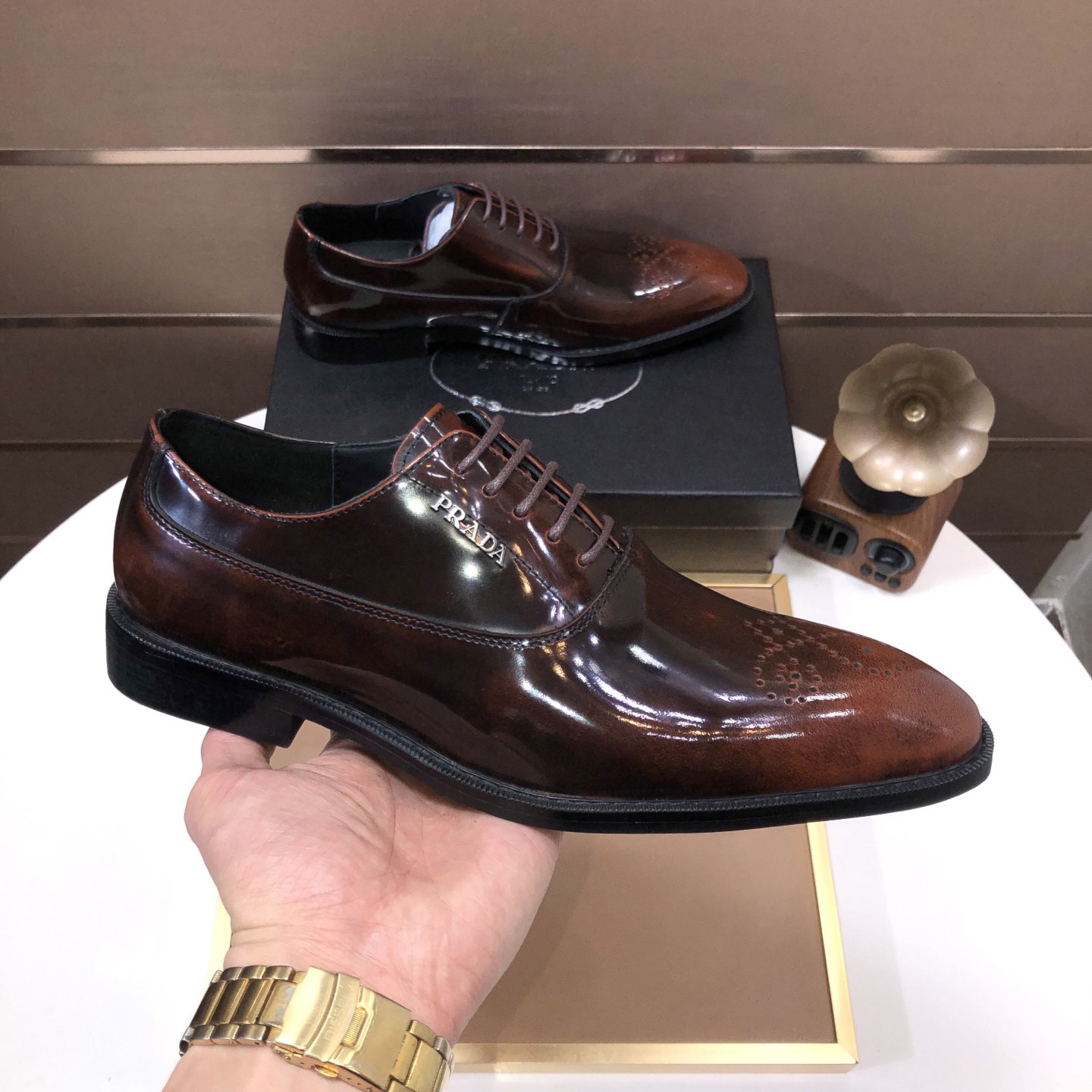 Prada men's leather shoes-49