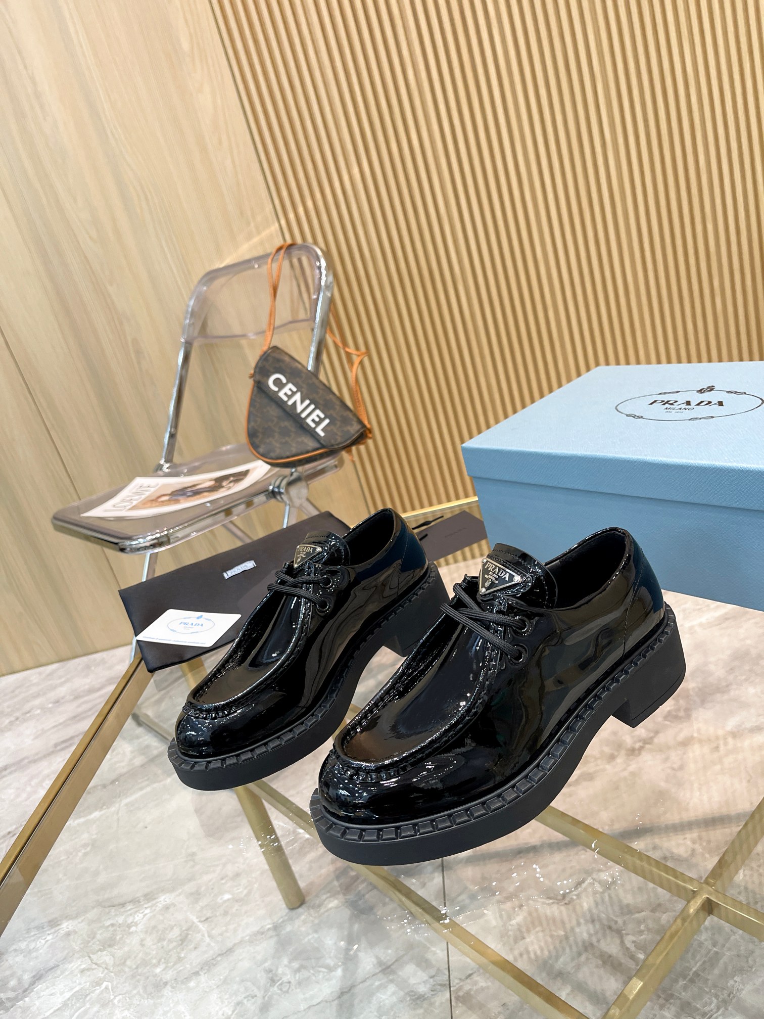 Prada women's leather shoes-30