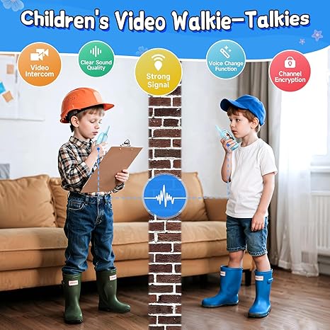 Children's Video Walkie-Talkies, 2-Pack Rechargeable Handheld Video Walkie-Talkies