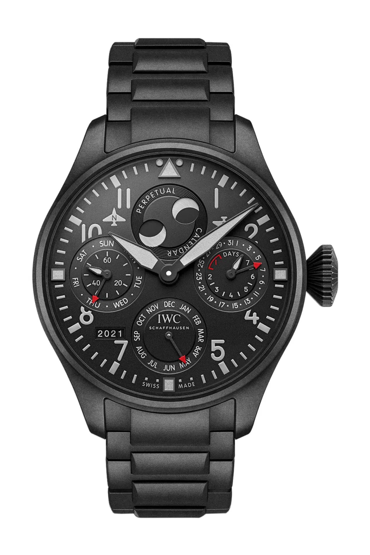 Schaffhausen big Pilots watch perpetual calendar top gun ceratanium iw503604