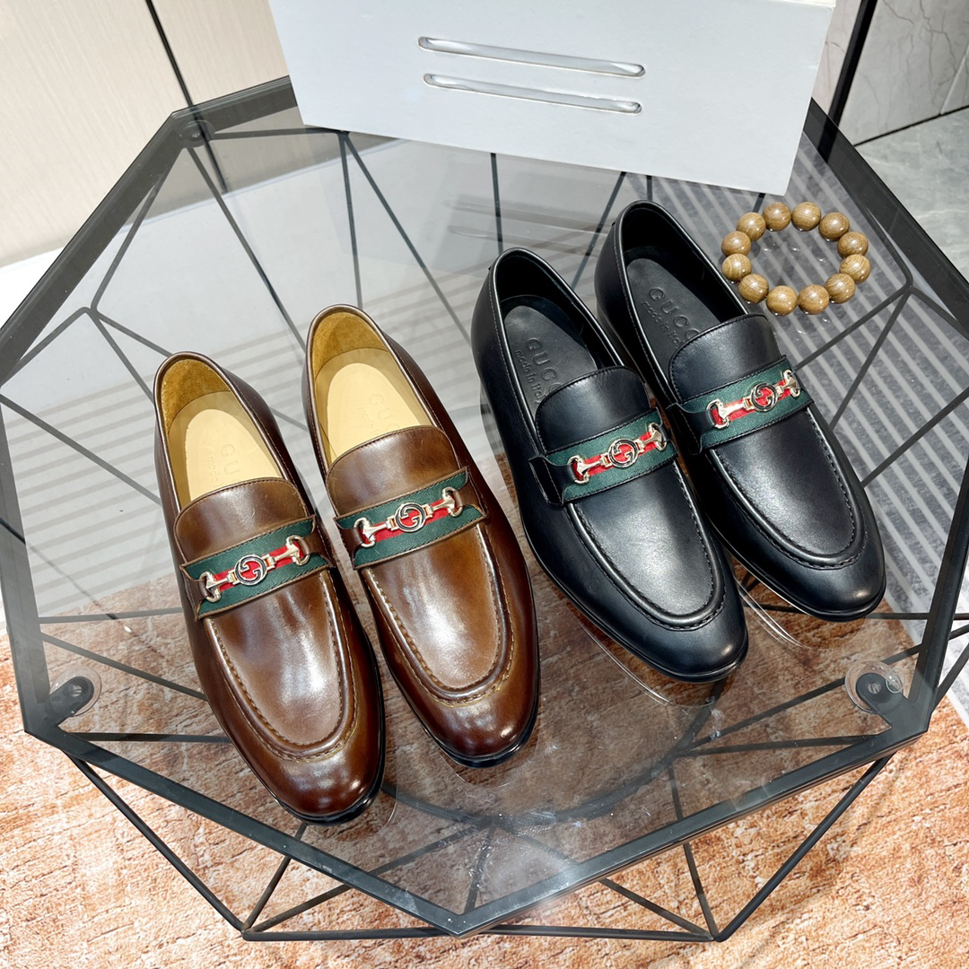 Gucci men's leather shoes-128