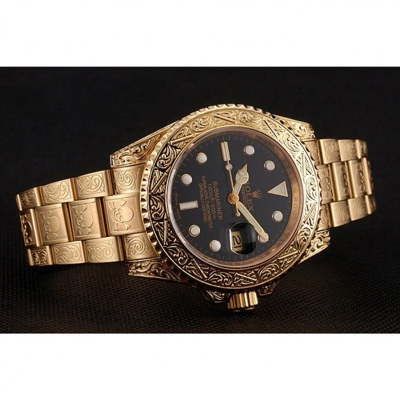 Swiss Submariner Skull Limited Edition Black Dial Gold Case And Bracelet 1454071