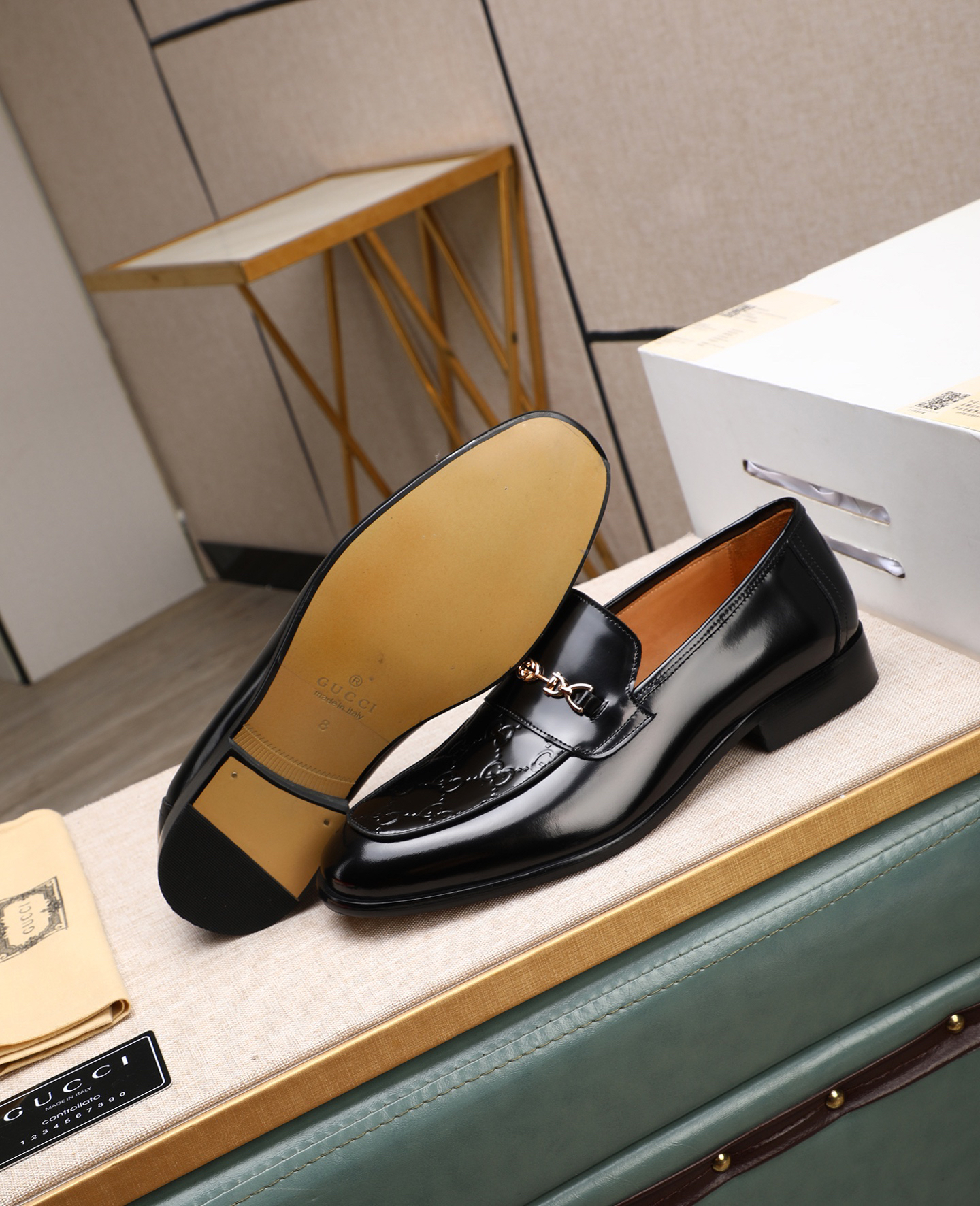 Gucci men's leather shoes-17